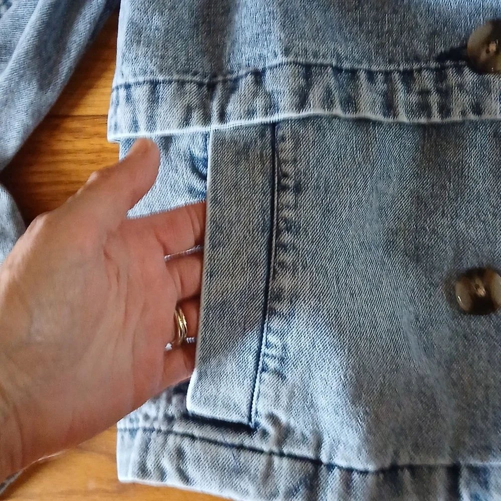 NWT Stoosh Vintage Denim Trench -Style Denim Jacket Acid Wash Look ■ Size M